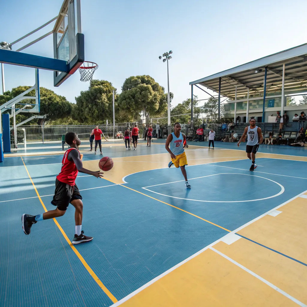 A basketball course in action