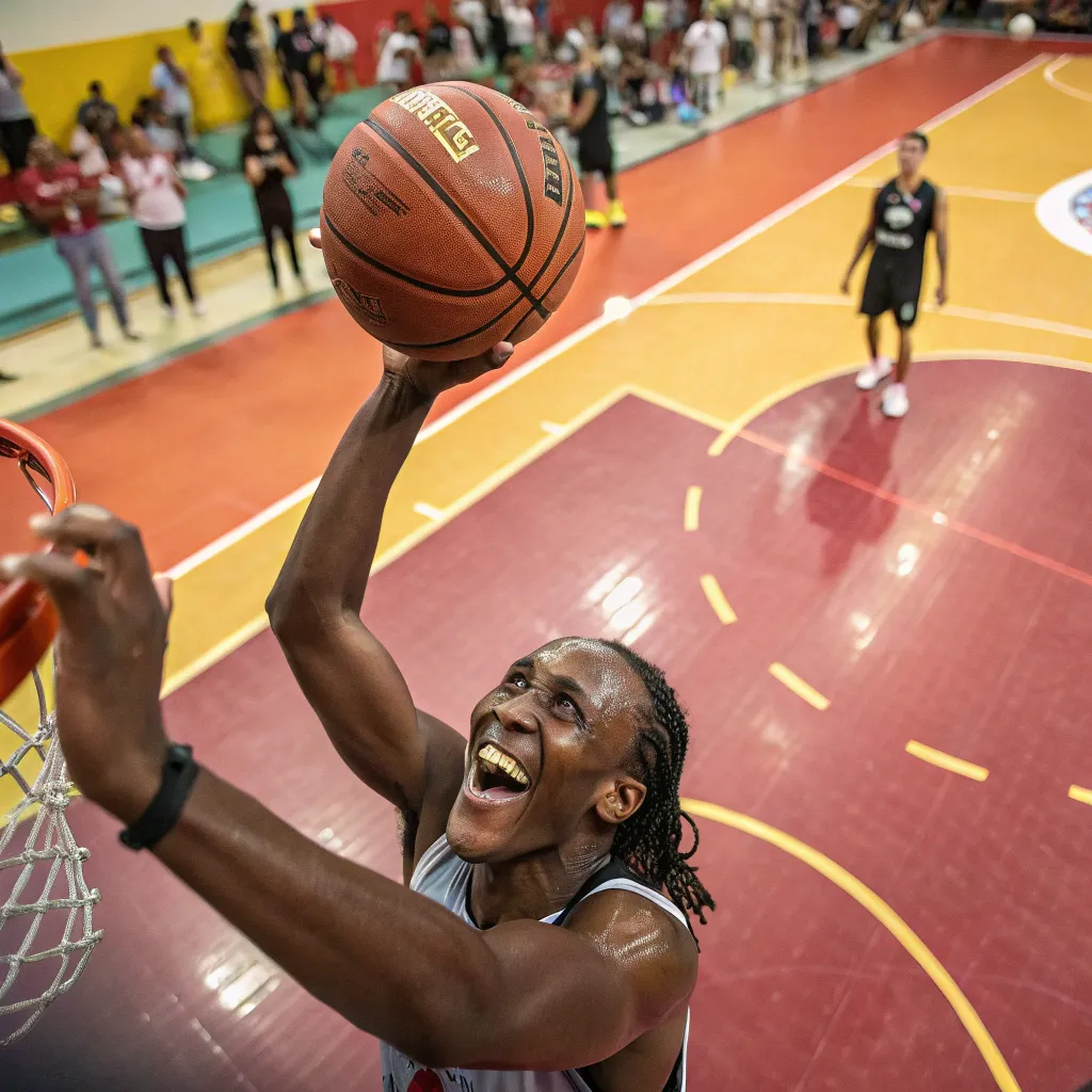 A happy basketball player